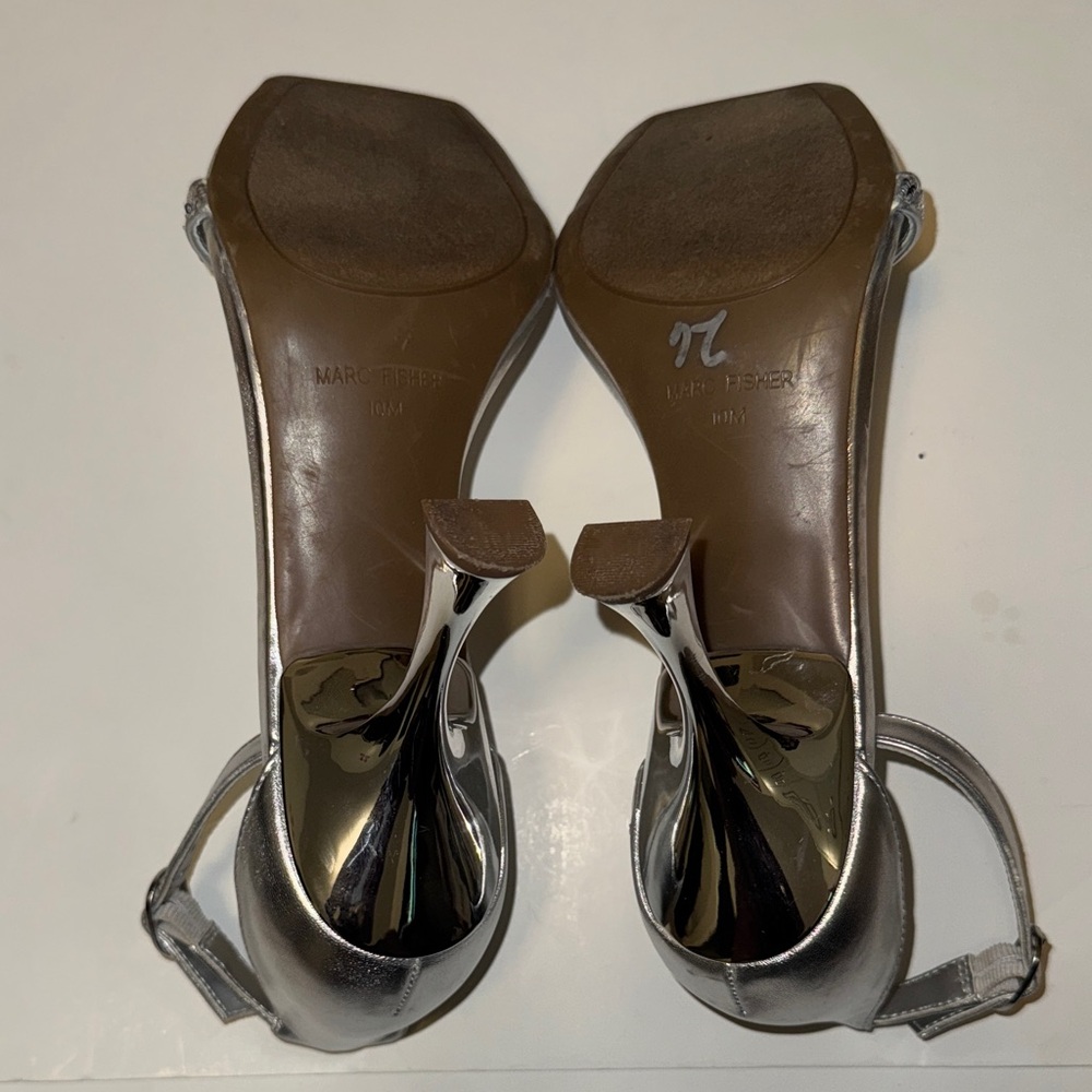 Marc Fisher Metallic Silver Heels - Picture 4 of 5